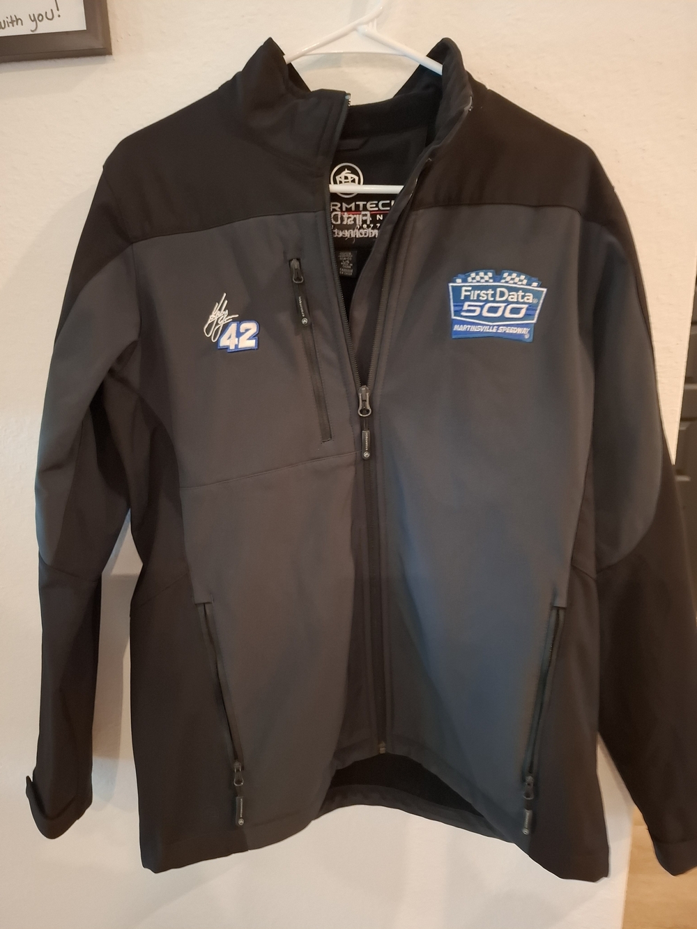 Stormtech Lightweight Black and Gray Softshell Jacket with Racing Patch